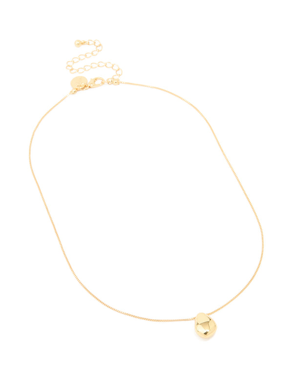 Gold Plated Brass Teardrop Pendant Necklace