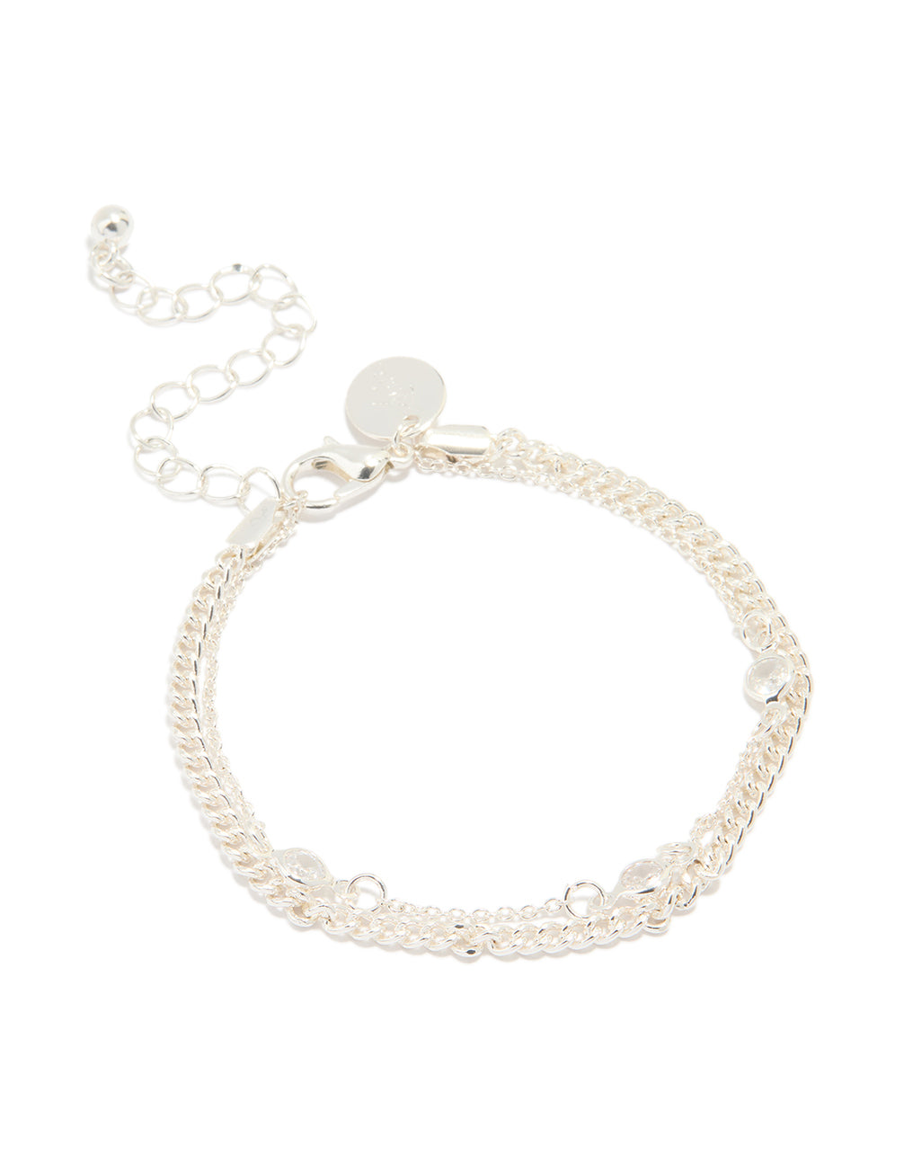 Silver Plated Cubic Zirconia Layered Bracelet