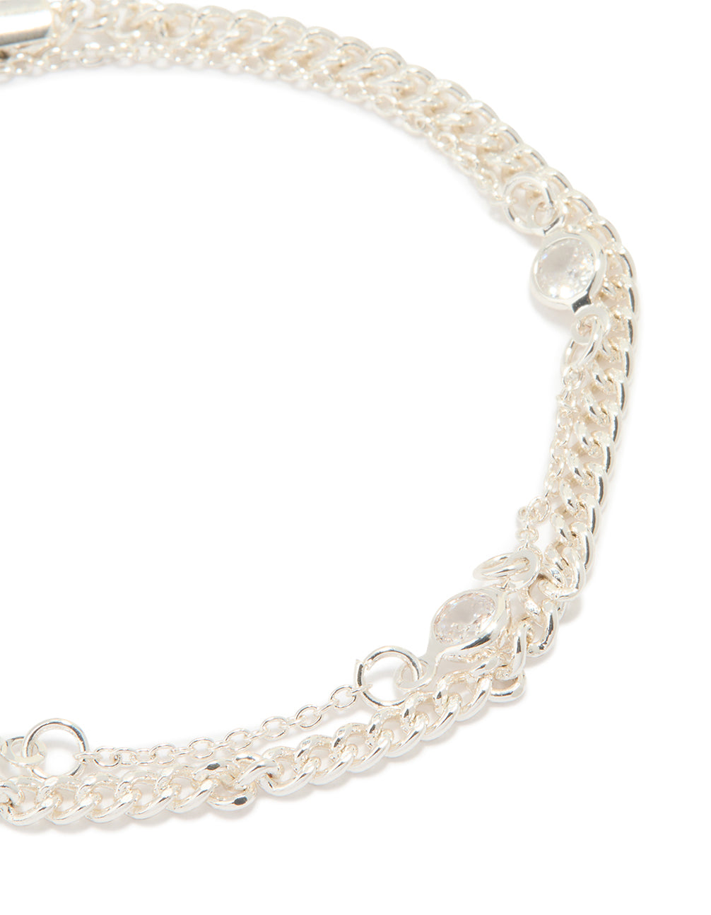 Silver Plated Cubic Zirconia Layered Bracelet