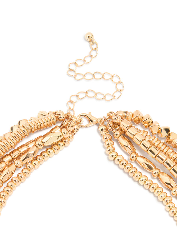 Gold Beaded Layered Necklace