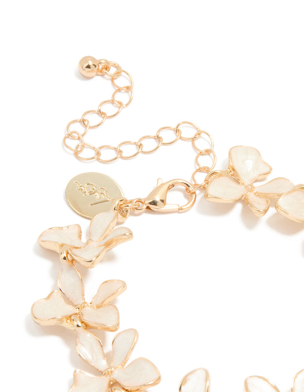 Gold Enamel Flower Bracelet
