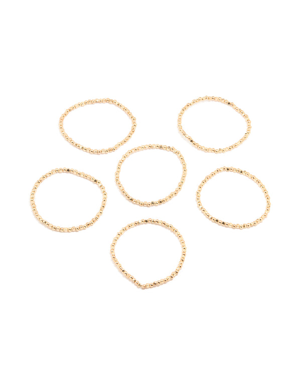 Gold Beaded Bracelets 6-Pack