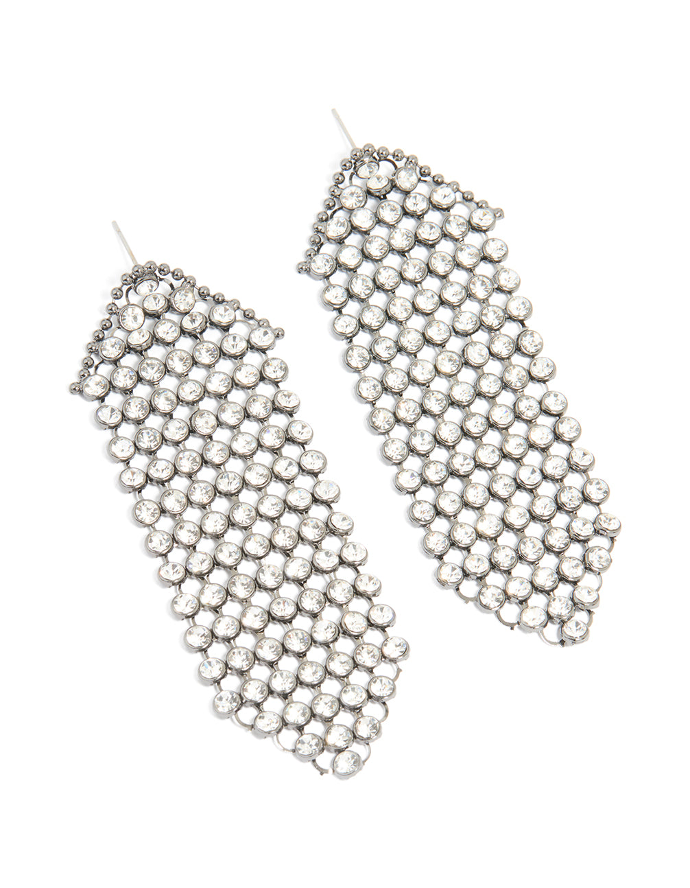 Gunmetal Diamante Mesh Drop Earrings