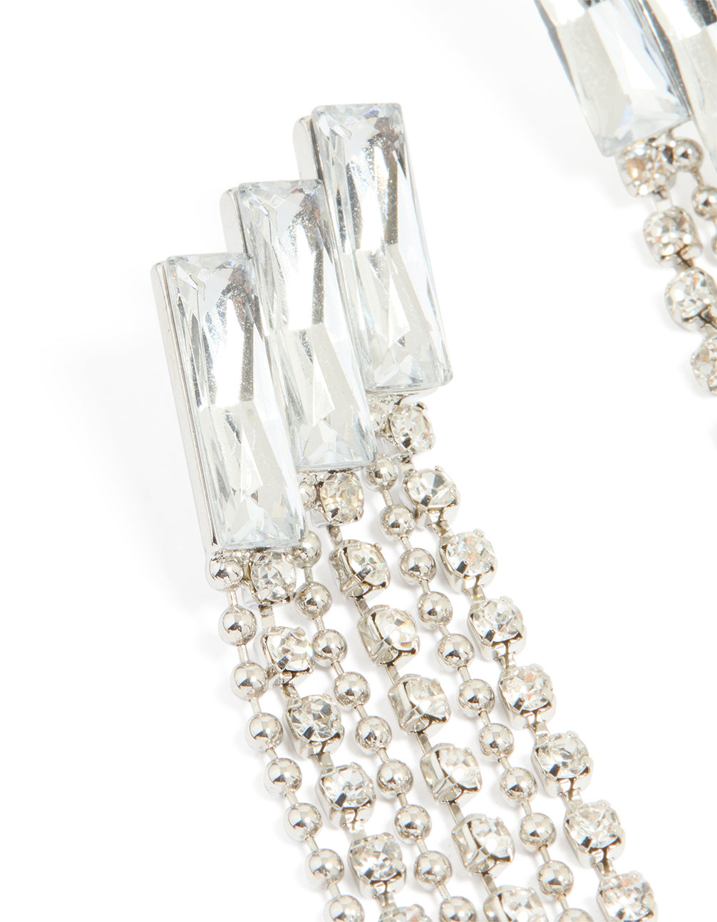 Silver Diamante Chain Drop Earrings