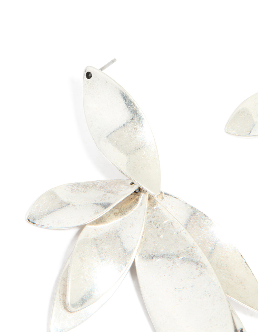 Silver Multi Petal Drop Earrings