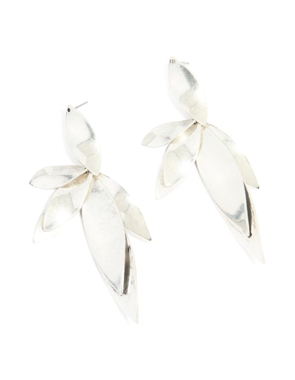 Silver Multi Petal Drop Earrings