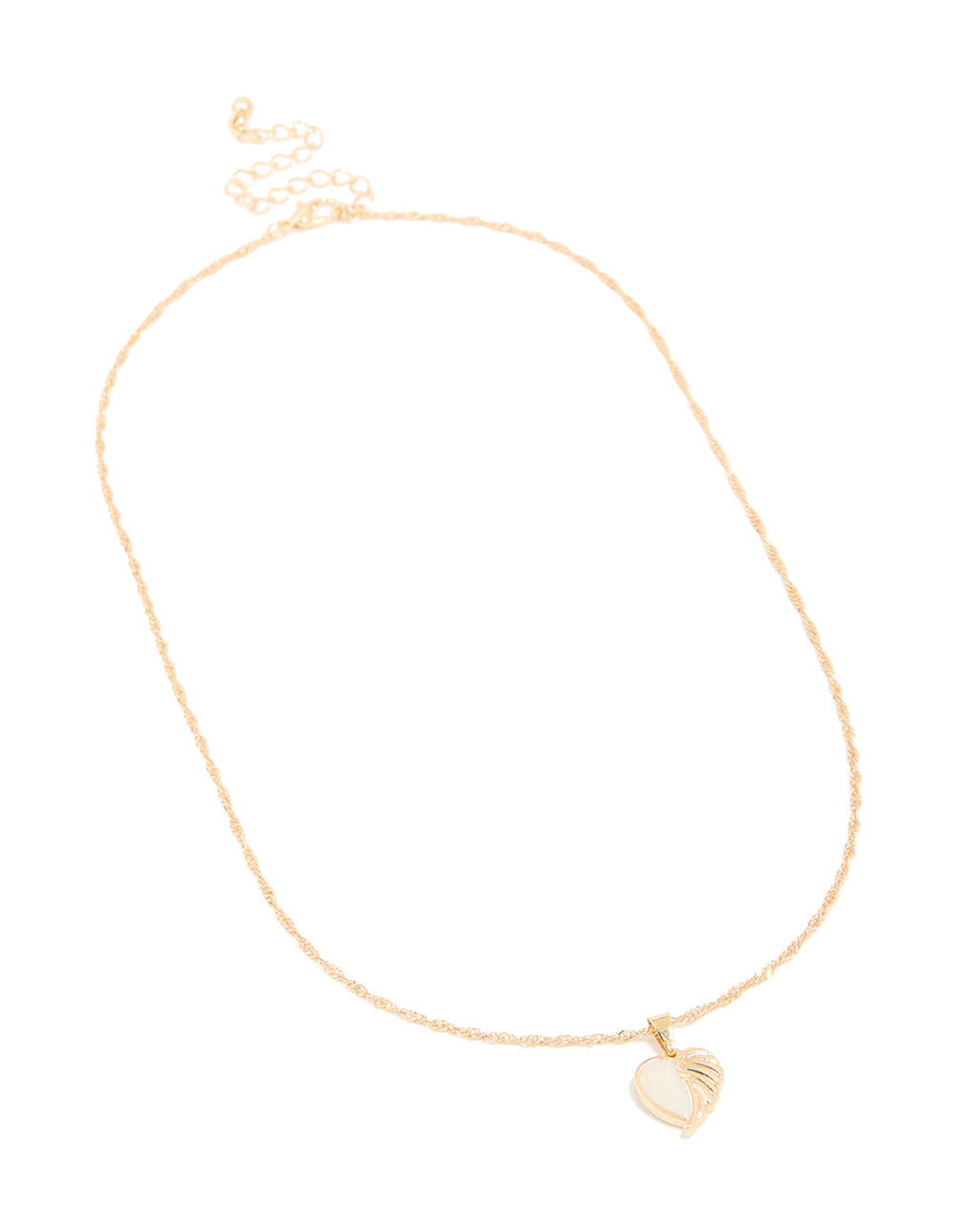 Gold Winged Heart Pendant Necklace