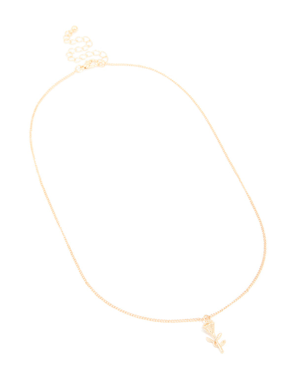 Gold Mini Rose Pendant Necklace