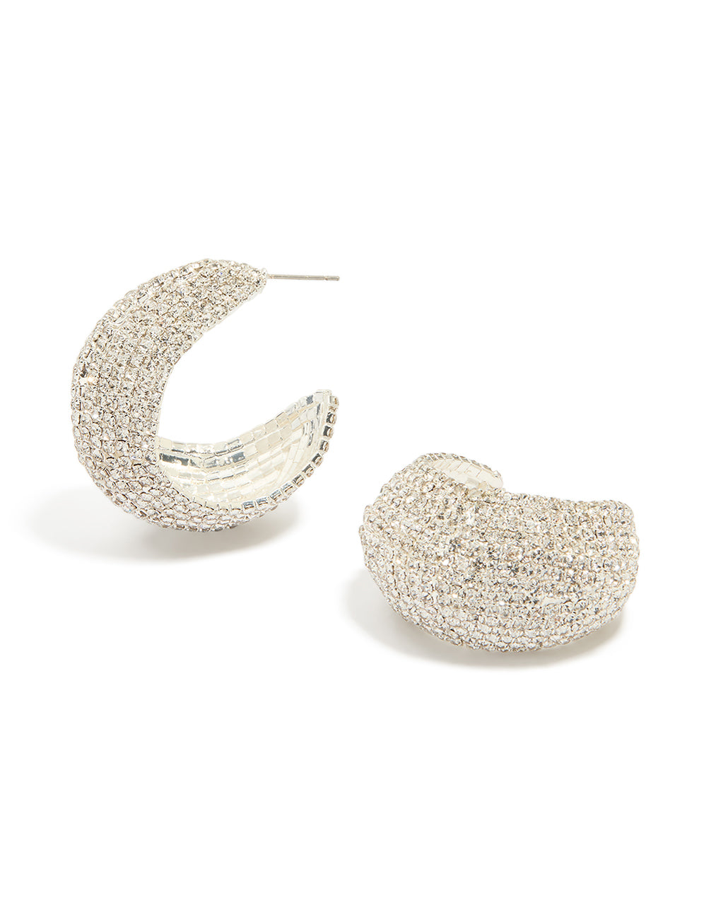 Silver Diamante Thick Hoop Earrings
