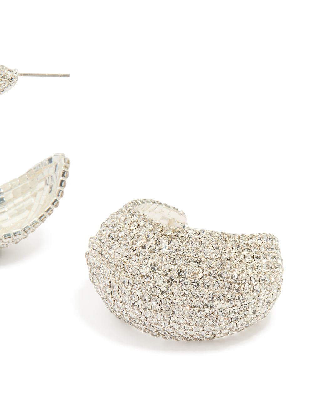 Silver Diamante Thick Hoop Earrings