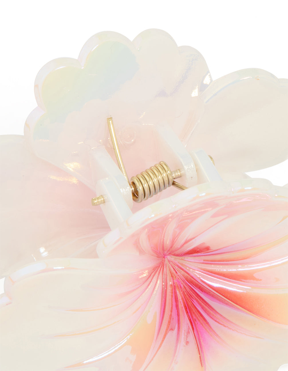 Iridescent Pink Pearlised Hibiscus Claw Clip