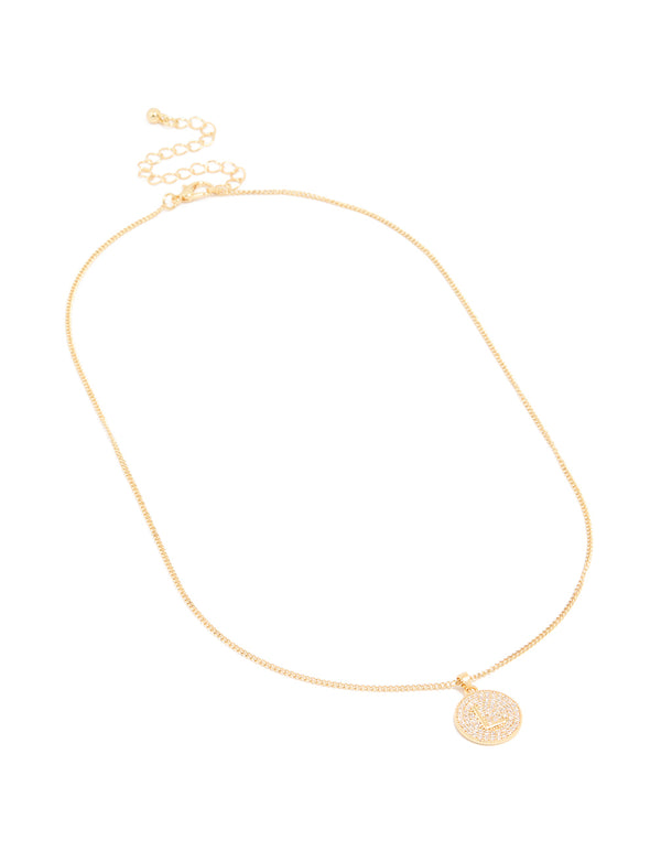 Gold Plated Cubic Zirconia Circle Letter L Pendant Necklace
