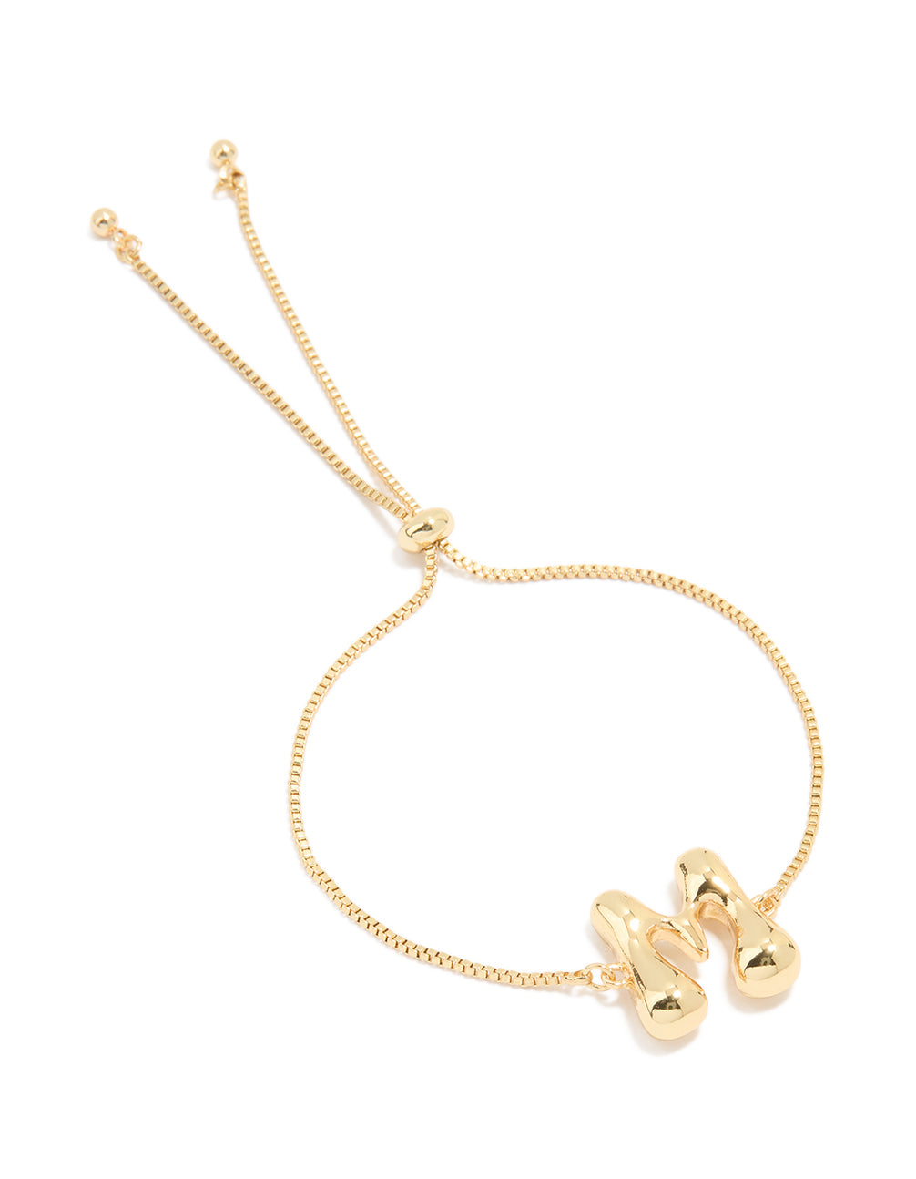Gold Plated Bubble Letter M Toggle Bracelet