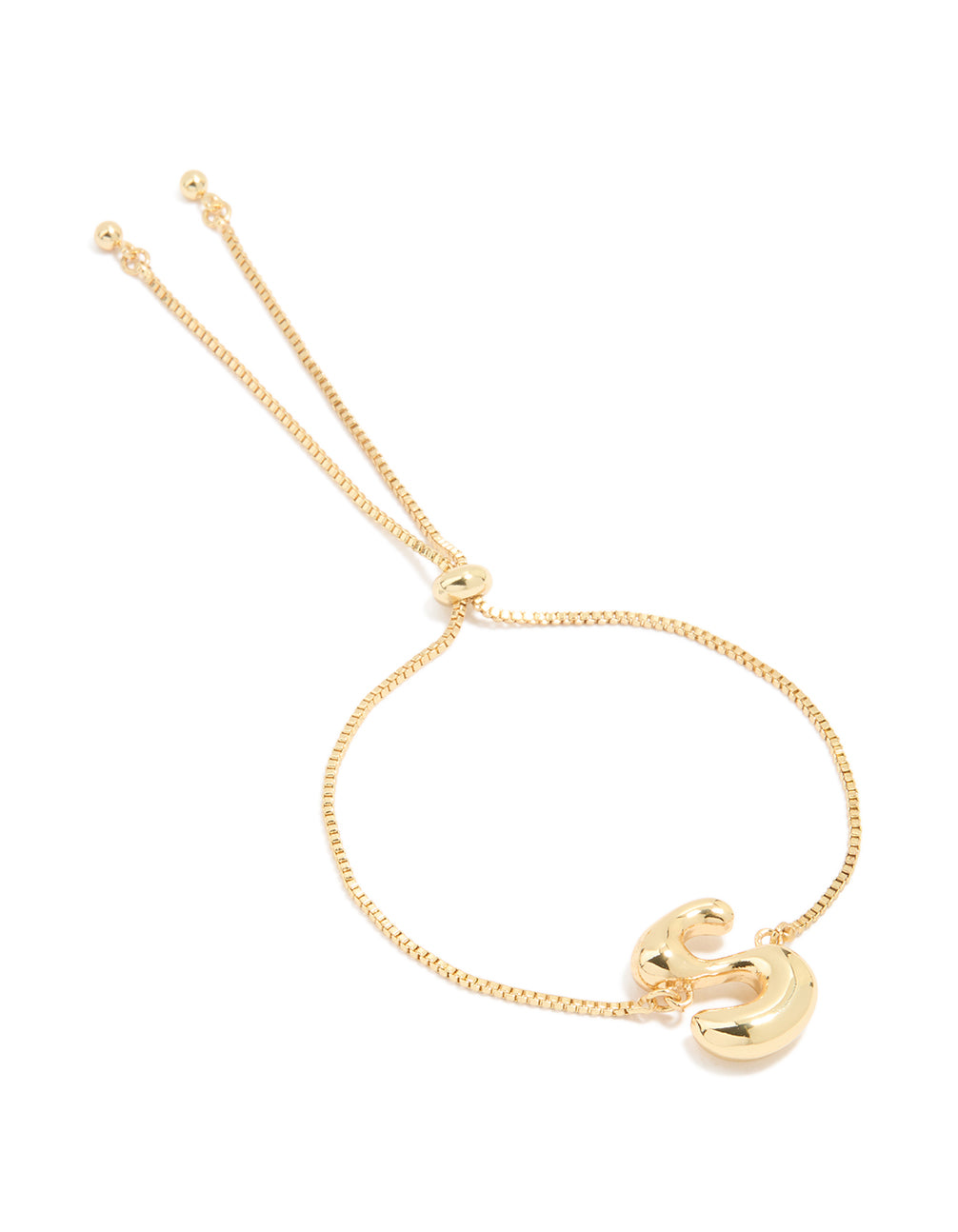 Gold Plated Bubble Letter S Toggle Bracelet