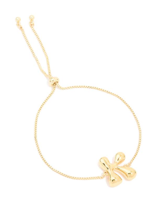 Gold Plated Bubble Letter K Toggle Bracelet