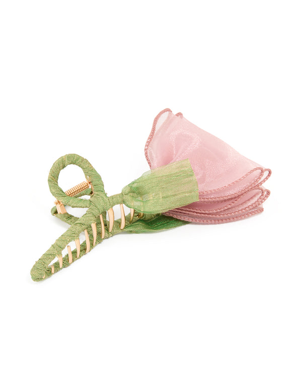 Organza Fabric Tulip Claw Clip
