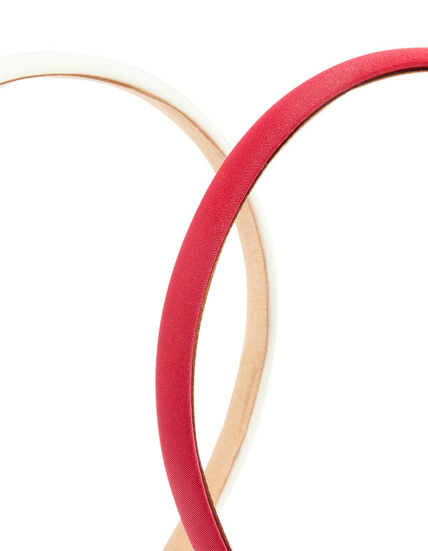 Red & White Narrow Fabric Headbands 2-Pack