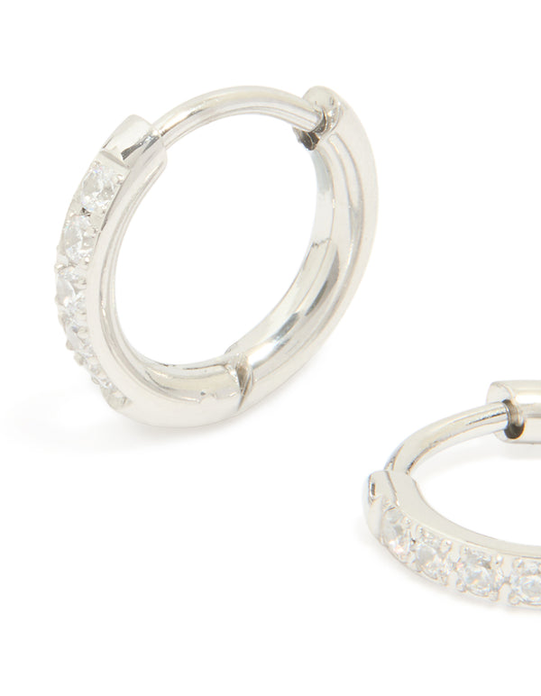 Surgical Steel Cubic Zirconia Classic Hoop Earrings