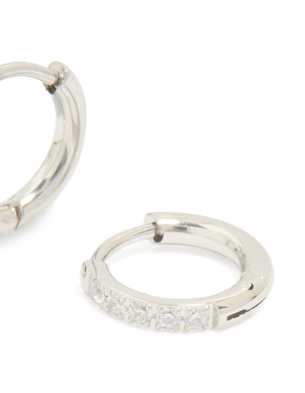 Surgical Steel Cubic Zirconia Classic Hoop Earrings