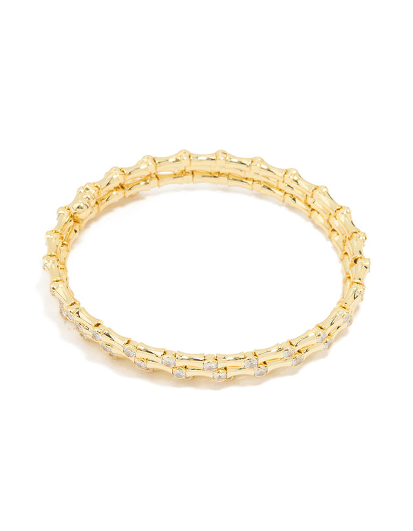 Gold Plated Diamante Spiral Bangle
