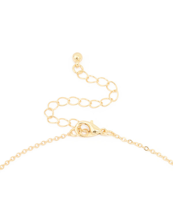 Gold Plated Cubic Zirconia Black Flower Trio Station Necklace