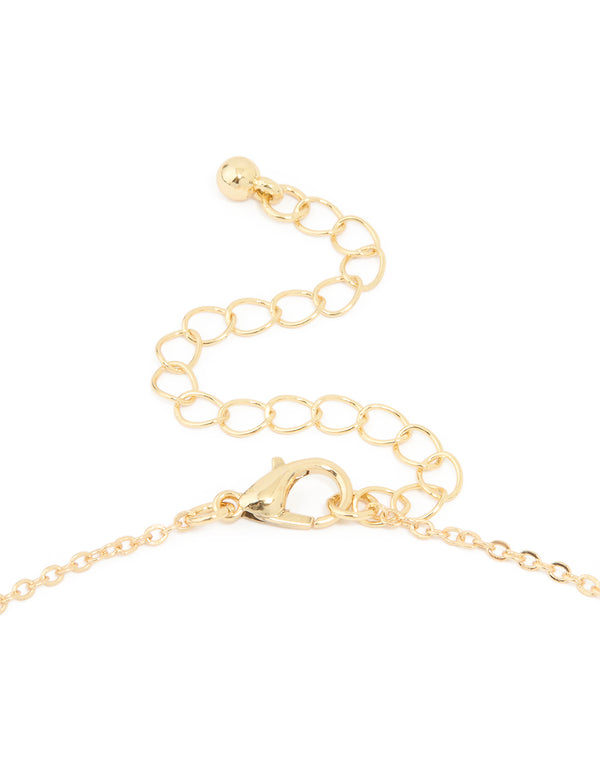 Gold Plated Cubic Zirconia Emerald Flower Trio Necklace