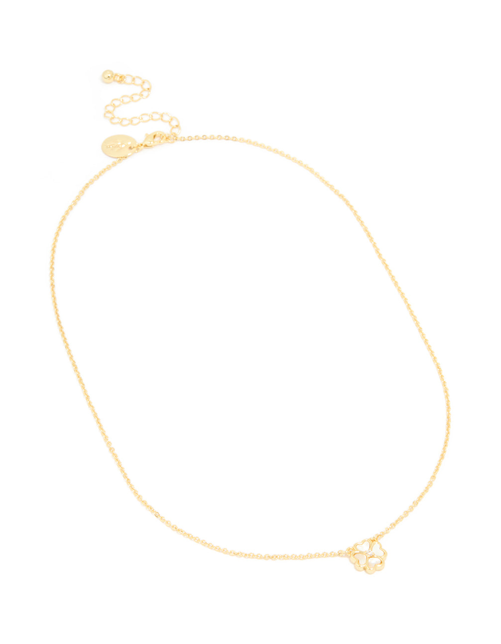 Gold Plated Cubic Zirconia Inlay Clover Necklace