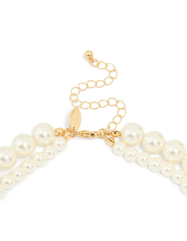 Gold Plated Pearl Layered Necklace