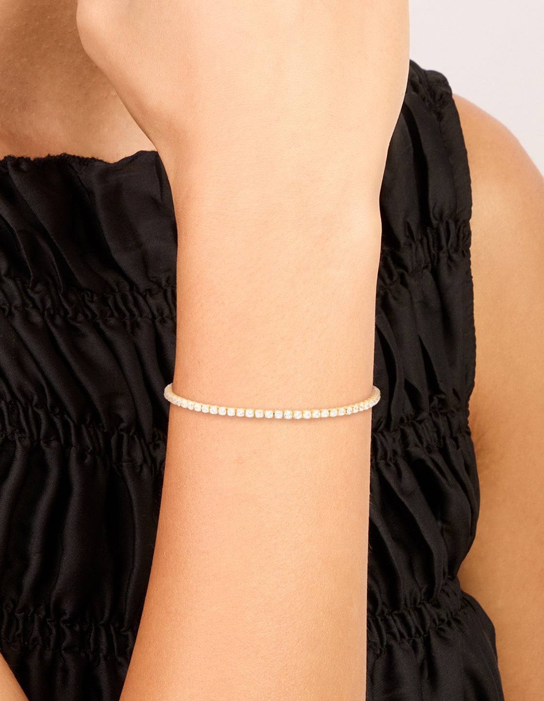 Gold Plated Cubic Zirconia Dainty Tennis Bracelet