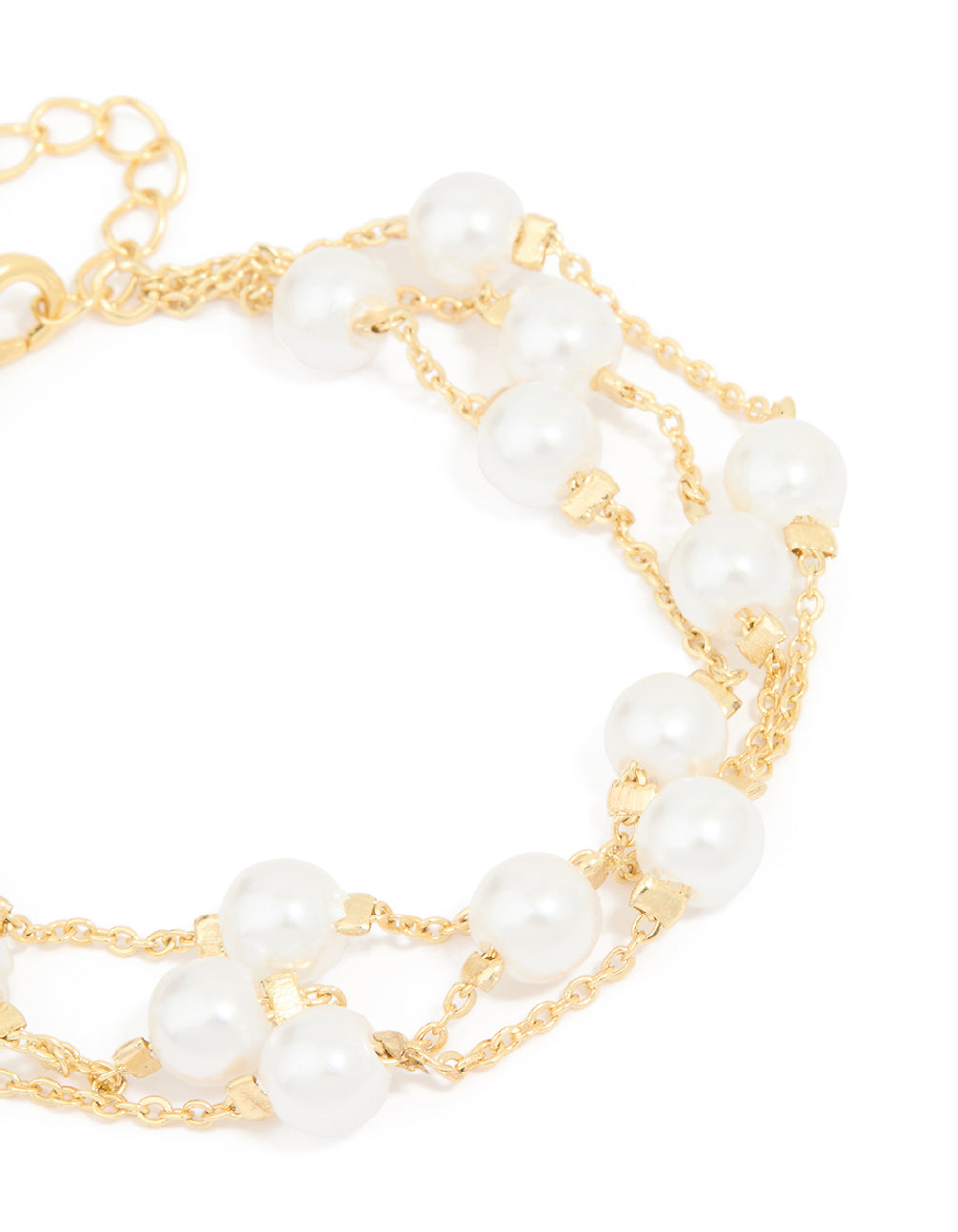 Gold Plated Pearl Layered Chain Bracelet