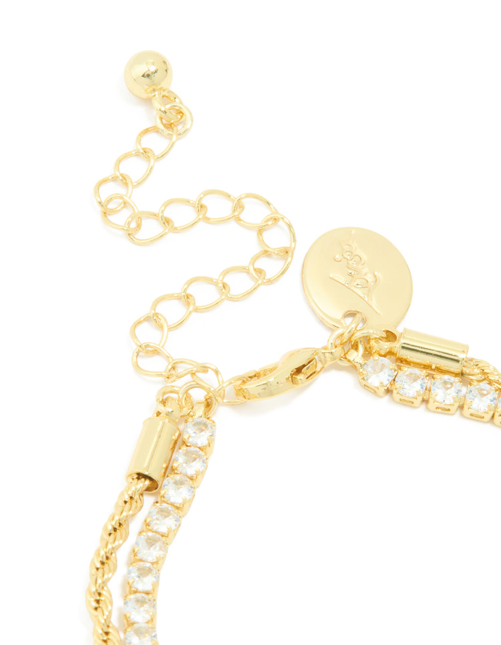 Gold Plated Cubic Zirconia Layered Heart Bracelet