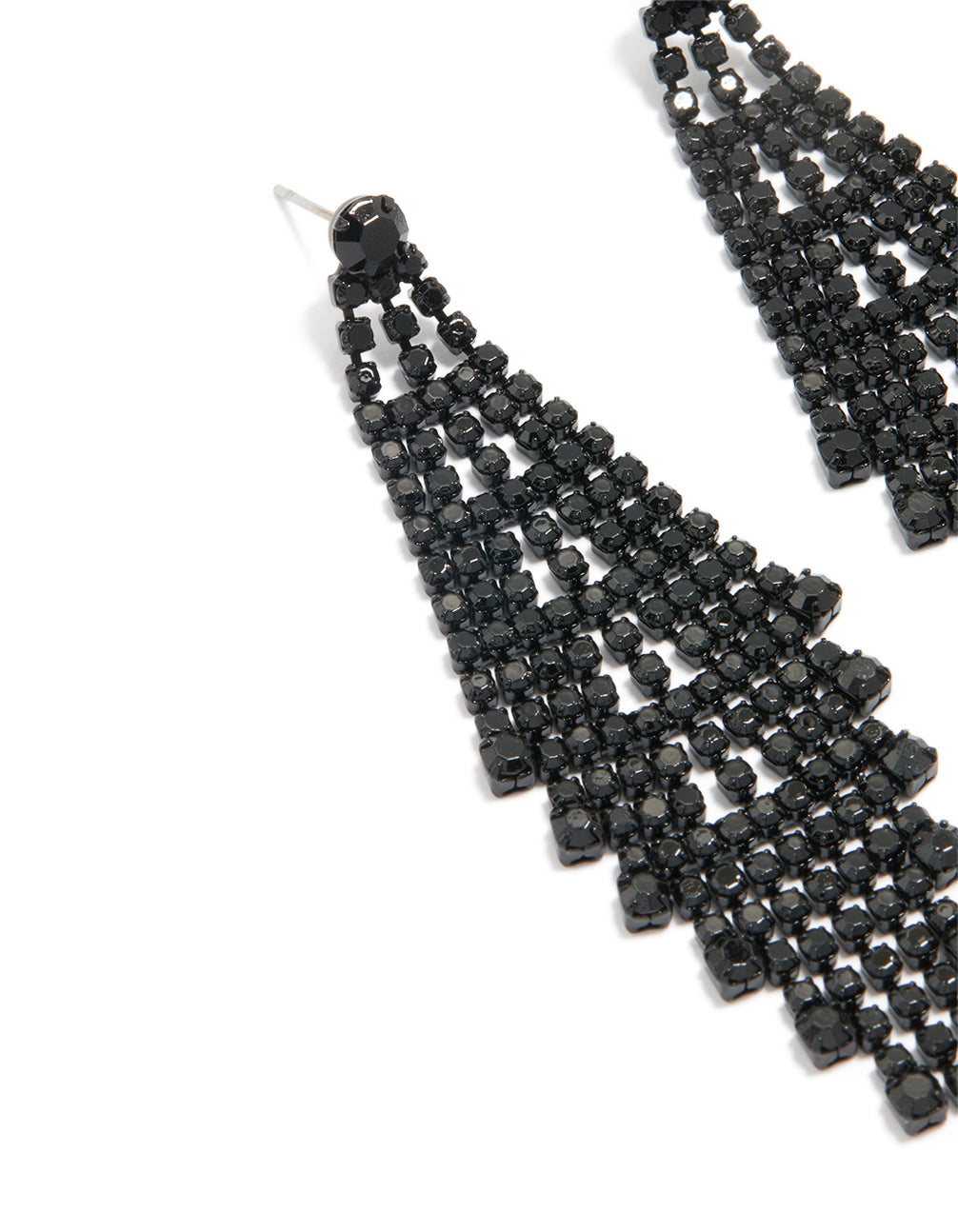 Black Coated Metal Diamante Chandelier Drop Earrings