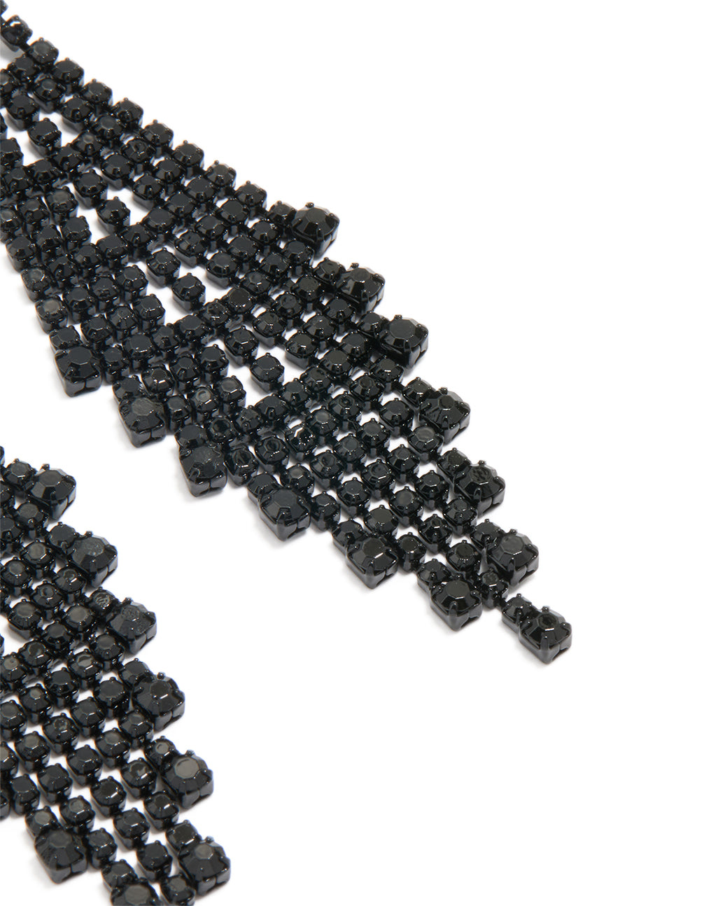 Black Coated Metal Diamante Chandelier Drop Earrings