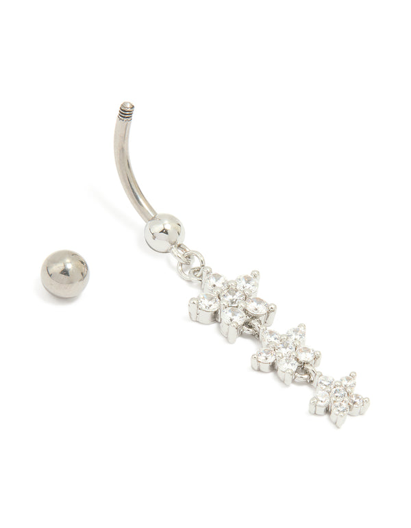 Titanium Cubic Zirconia Butterfly Belly Bar