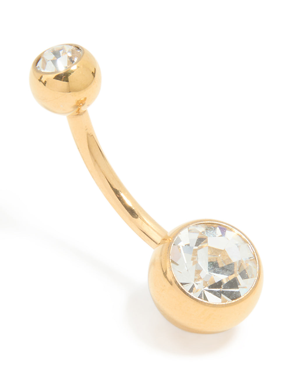 Gold Plated Titanium Diamante Bezel Belly Bar