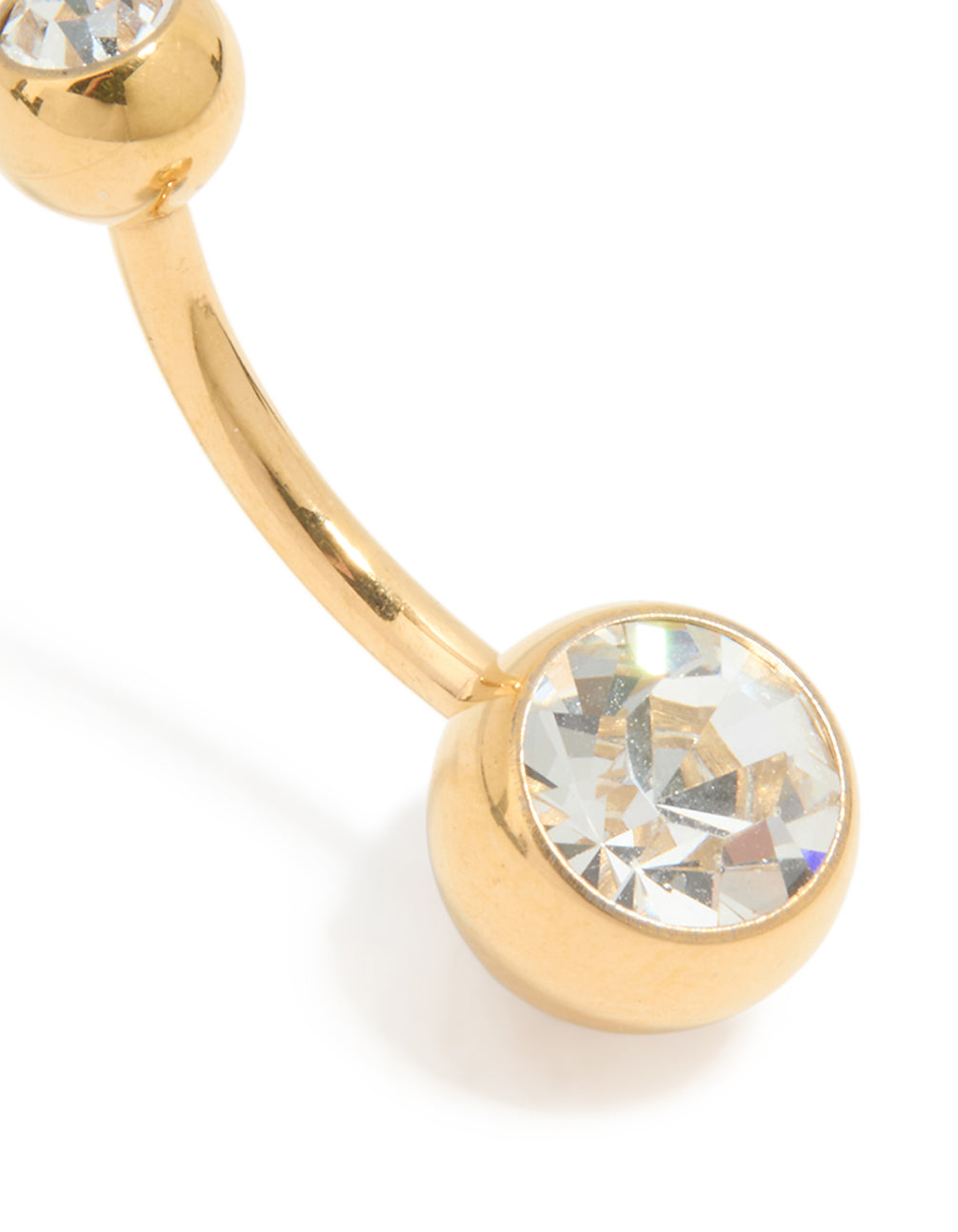 Gold Plated Titanium Diamante Bezel Belly Bar