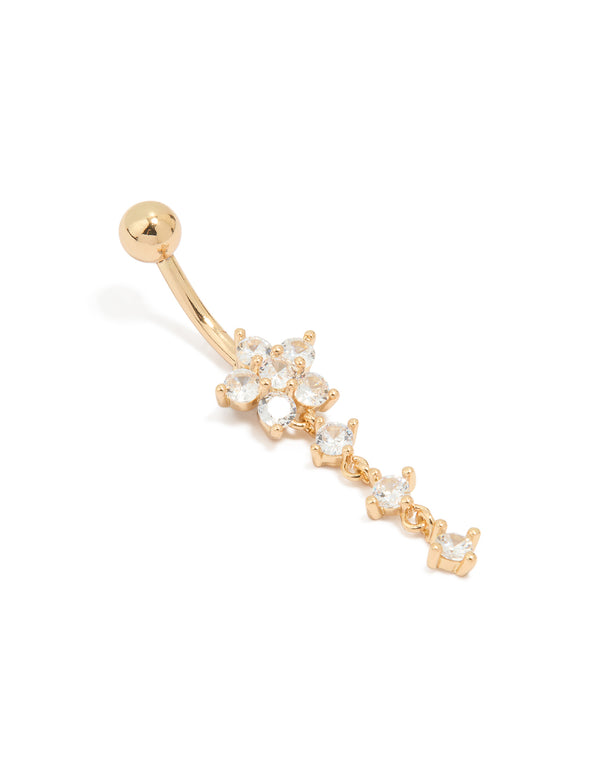 Titanium Cubic Zirconia Butterfly Drop Belly Bar