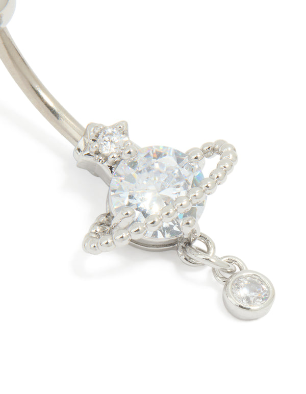 Titanium Cubic Zirconia Planet Belly Bar