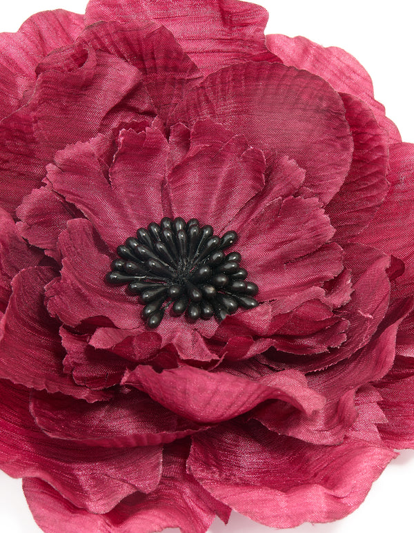 Red Large Fabric Poppy Flower Corsage Brooch