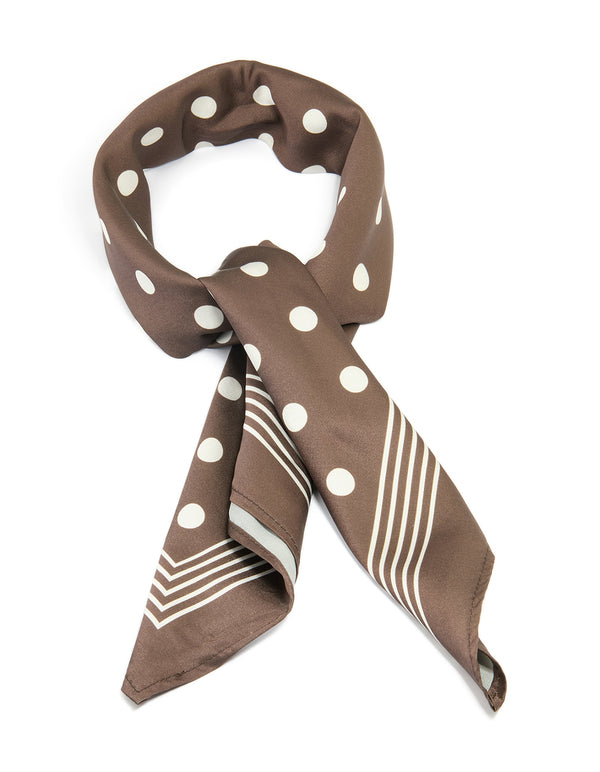Brown Polka Dot Print Scarf