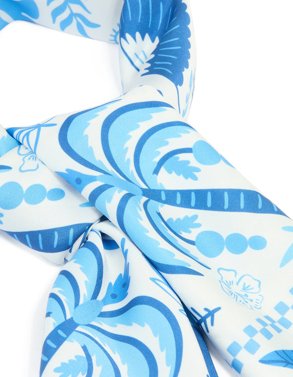Blue Tropical Print Scarf