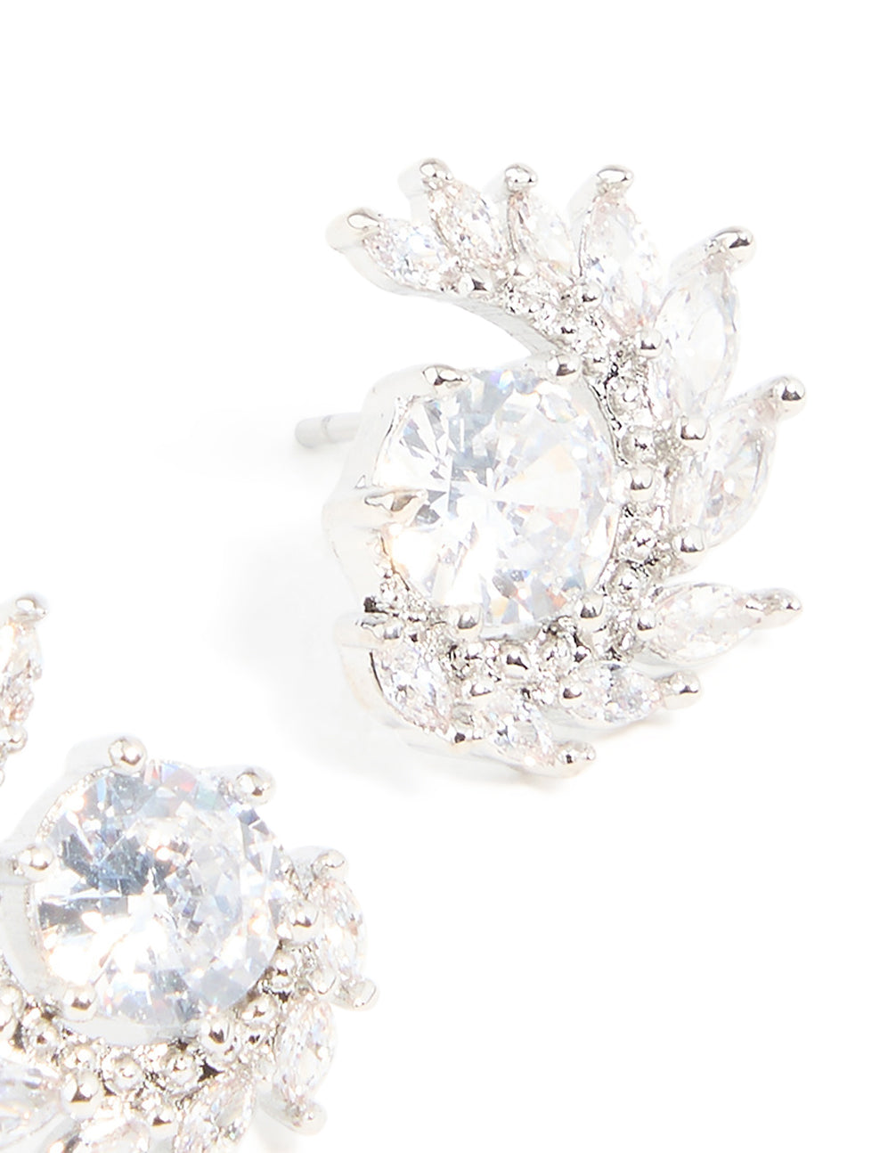 Silver Cubic Zirconia Vine Wrap Stud Earrings