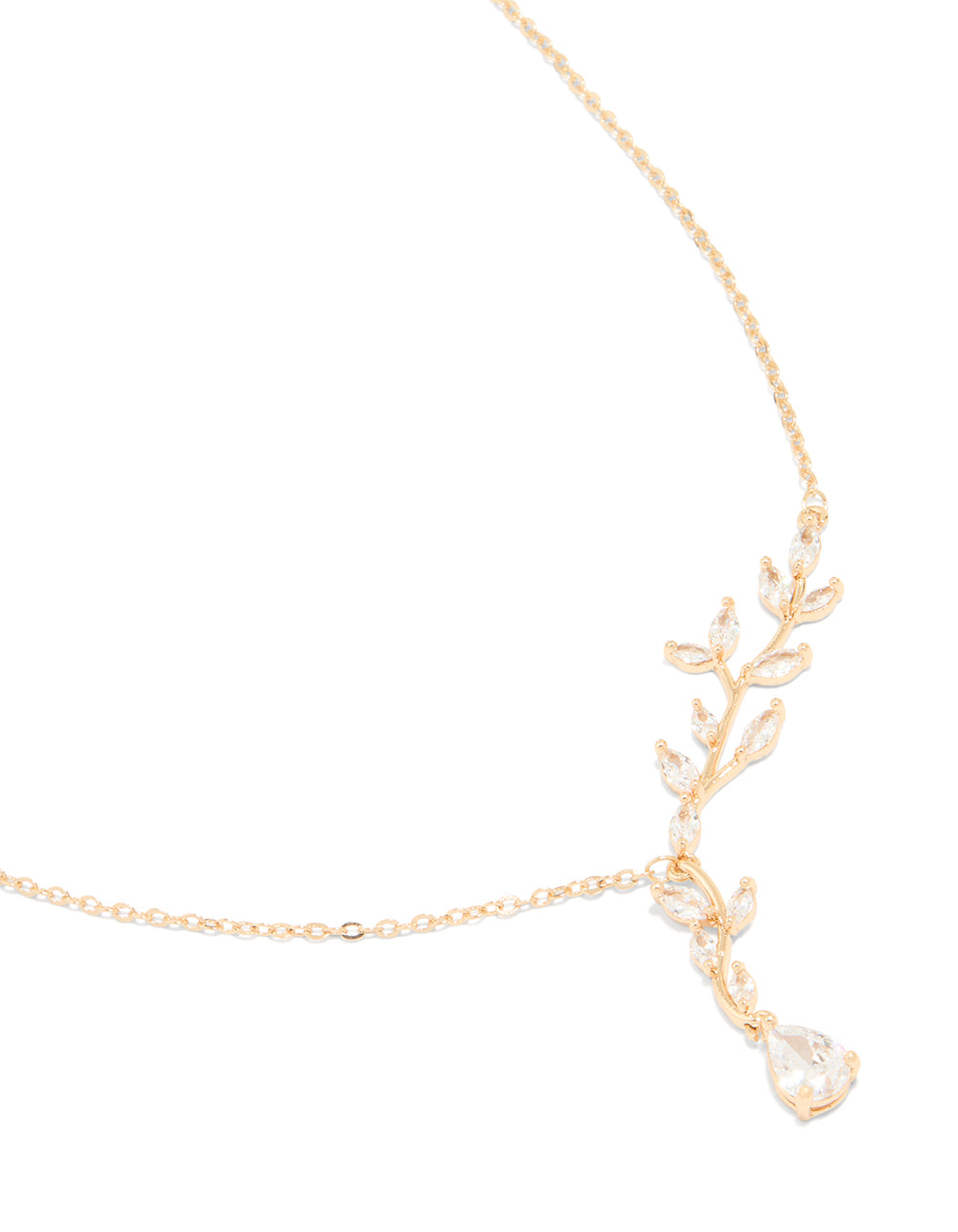 Gold Cubic Zirconia Vine Pear Necklace