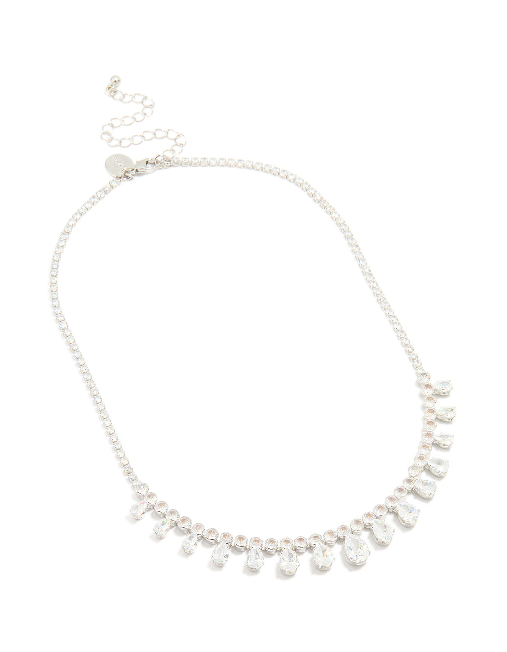 Silver Cubic Zirconia Statement Cluster Necklace