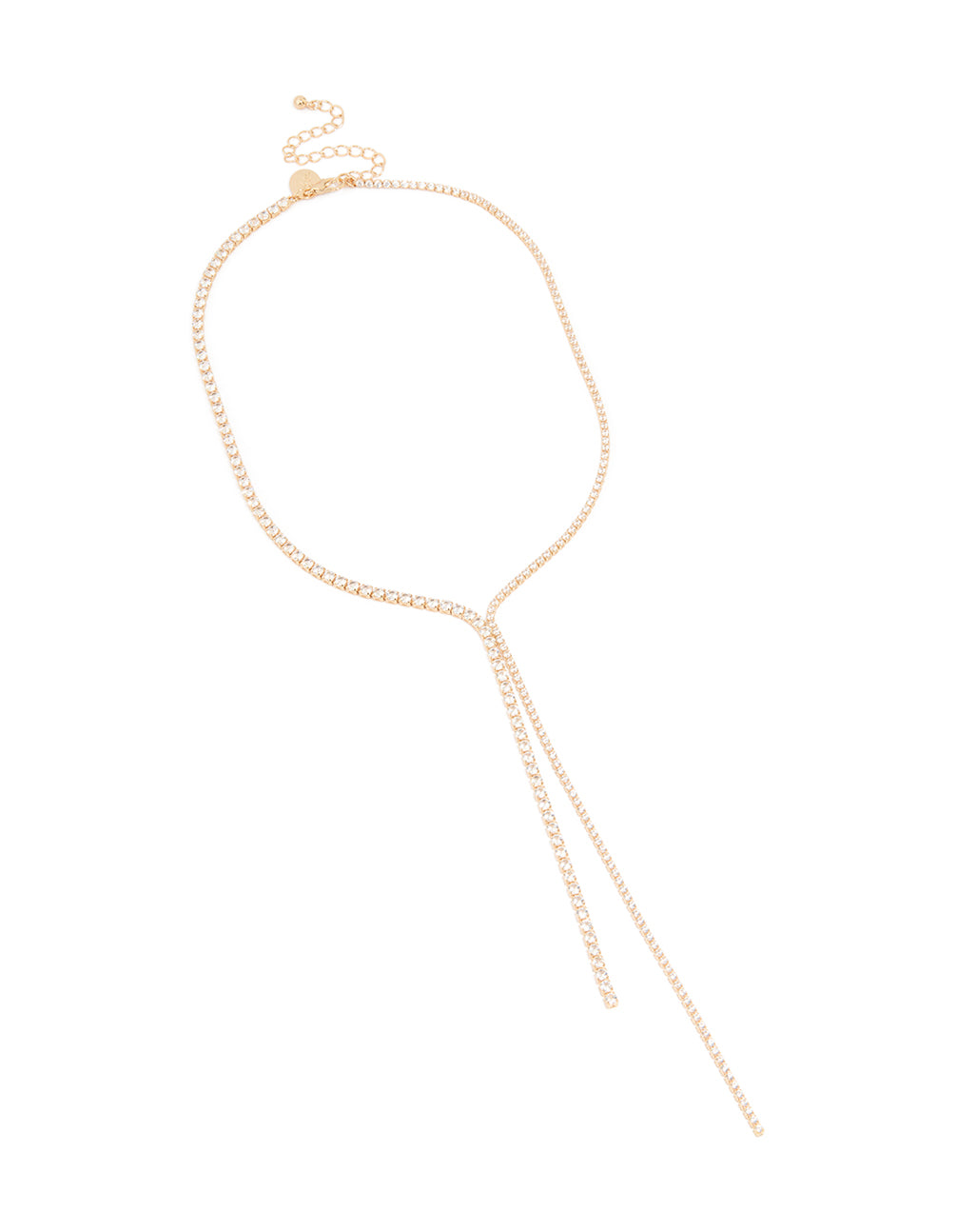 Gold Cubic Zirconia Dainty Y-Necklace