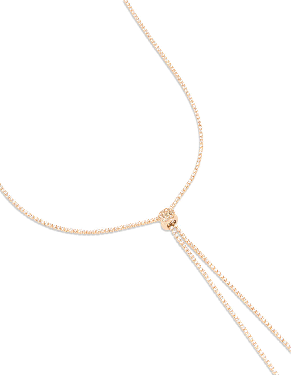 Gold Long Cubic Zirconia Lariat Necklace