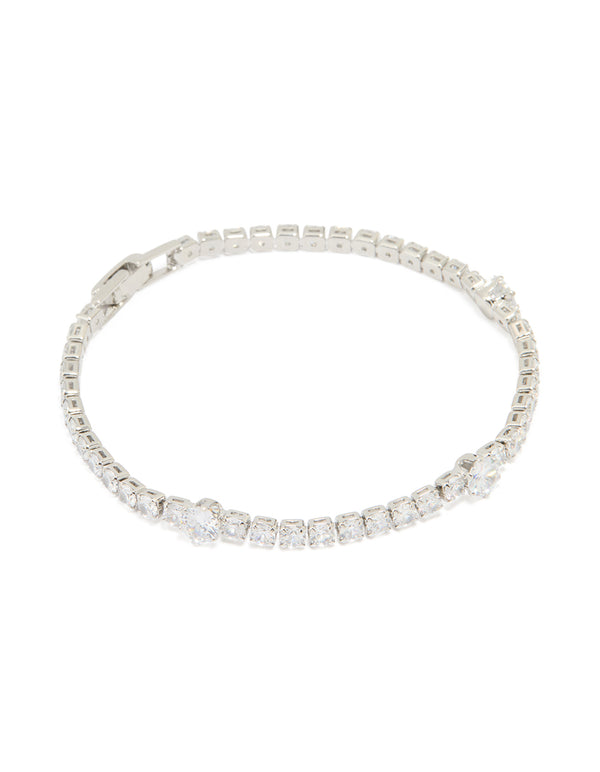 Silver Cubic Zirconia Round Tennis Bracelet