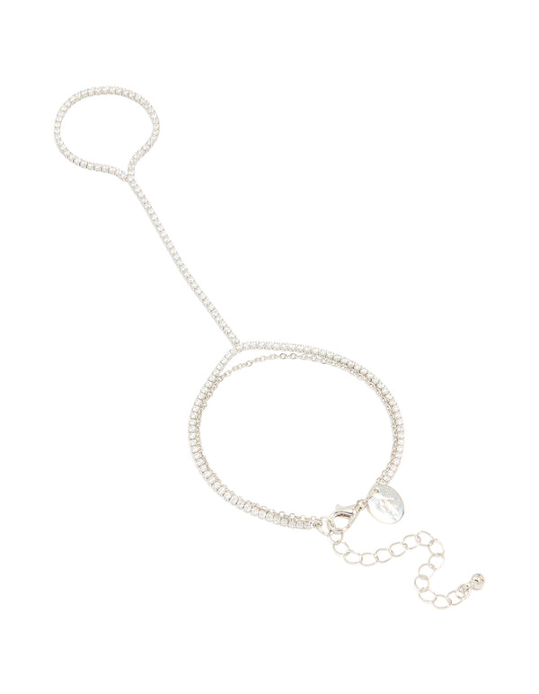 Silver Cubic Zirconia Dainty Tennis Hand Chain