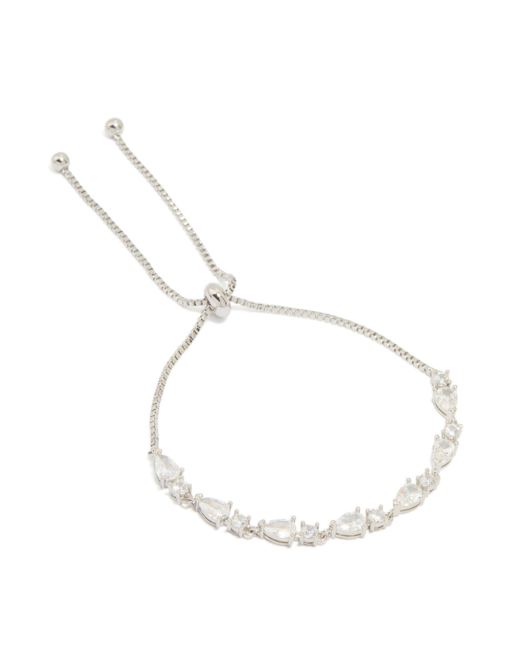 Silver Cubic Zirconia Marquise Toggle Bracelet