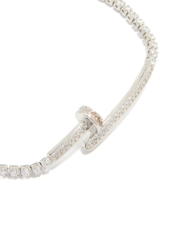 Silver Cubic Zirconia Toggle Bracelet
